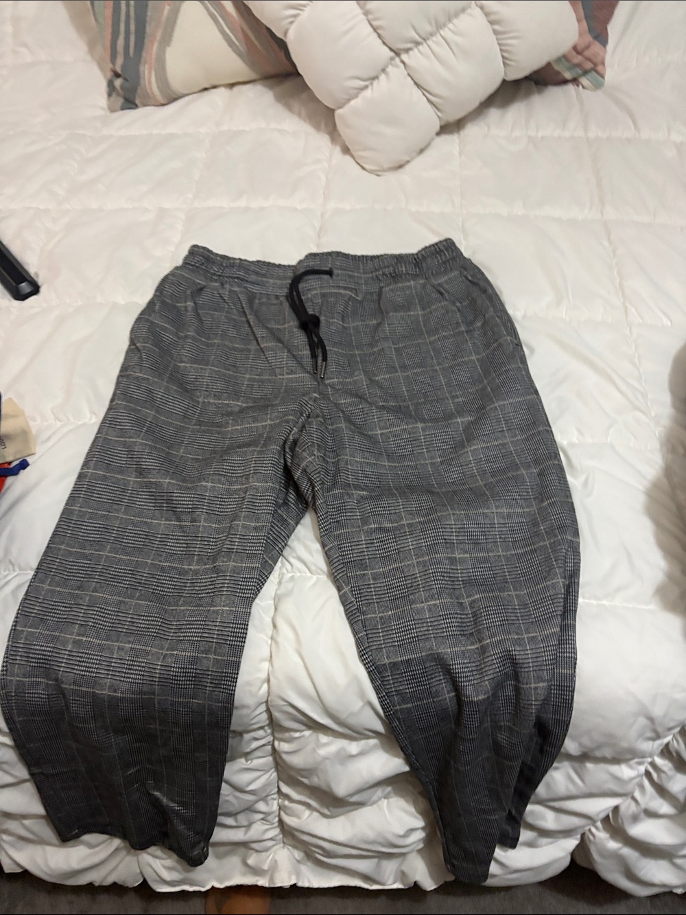 a new day Gray Plaid Drawstring Men's Pants